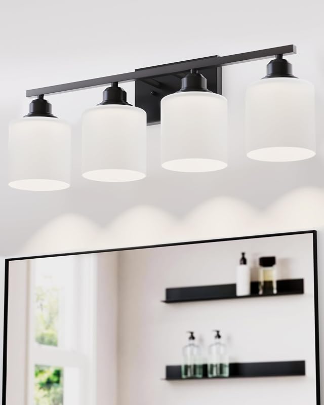 Accesorios iluminación tocador luz baño 4 luces E26 negro