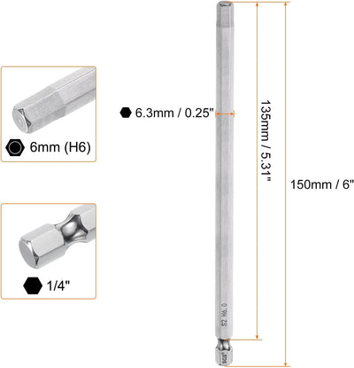 Broca hexagonal 0.236" H6 vástago 6" acero S2 magnética