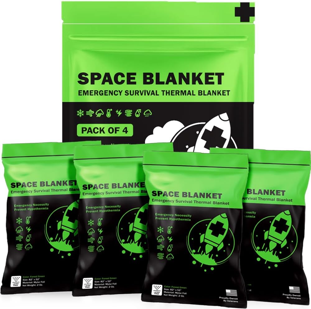 Manta térmica Mylar para emergencias al aire libre verde bosque