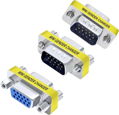 3 Pzas Adaptador VGA Hembra a Hembra Macho a Hembra
