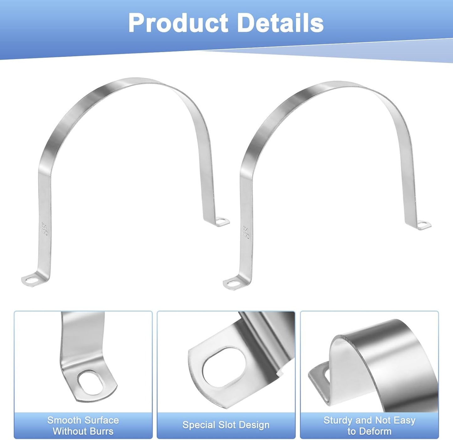 3 Pzas Abrazaderas Conducto 6-3/4pulg Acero Inox