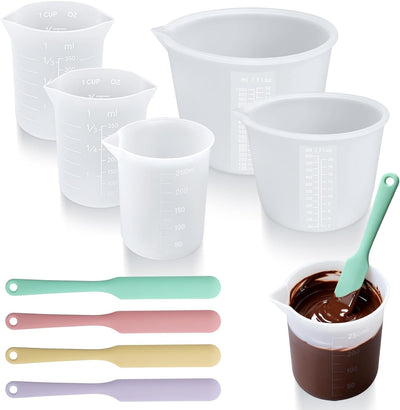 Set 6 Tazas Silicón Derretir Chocolate 8.5-33.8oz y 4 Espátulas Antiadherentes