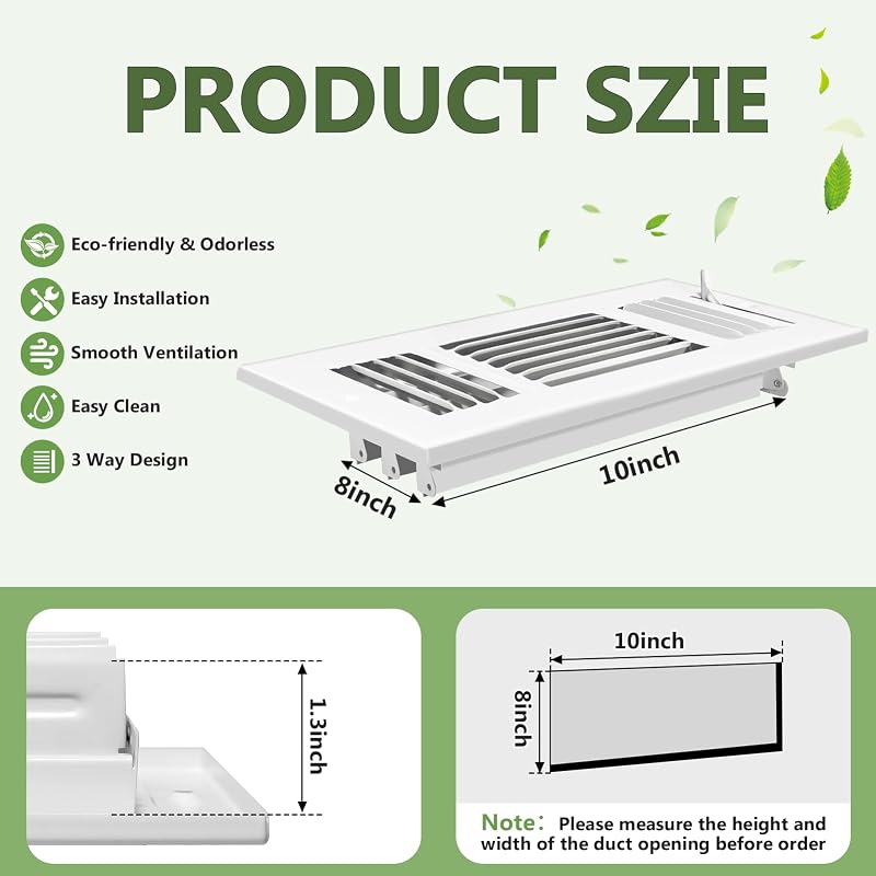 8 Pzas Registro Aire Metal Sólido 3 Vías Ventilación Blanco