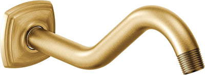 Brazo ducha curvado brida pared oro cepillado