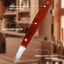 Cuchillo carpintería hoja doble bisel acero carbono mango madera