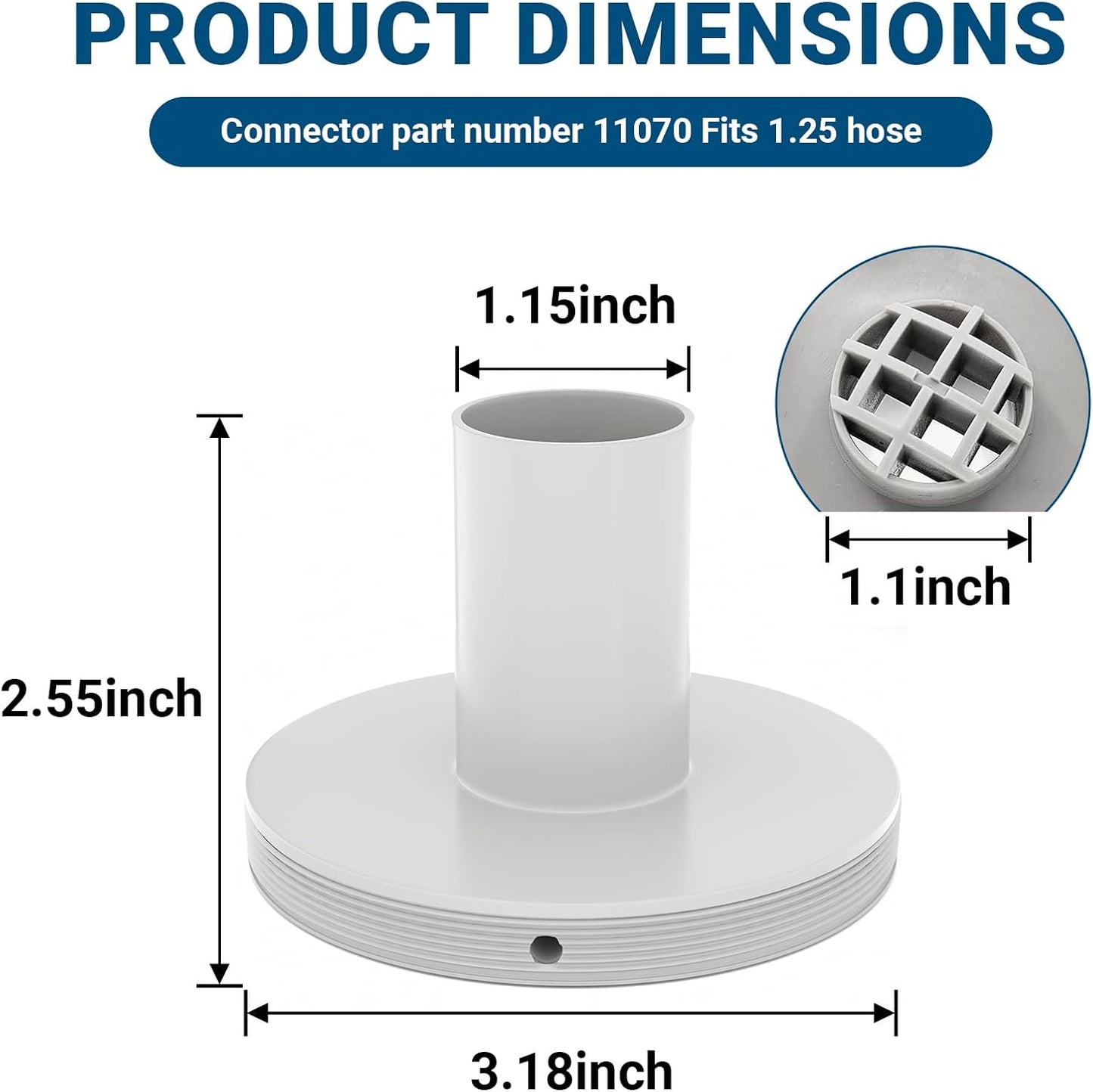 Conector filtro piscina Intex 1-1/4pulg reemplazo 26183mw