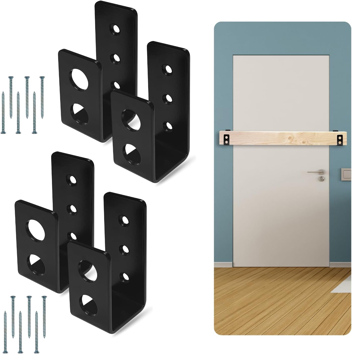 Soportes barricada puerta metal en U 700lbs 4 Pzas