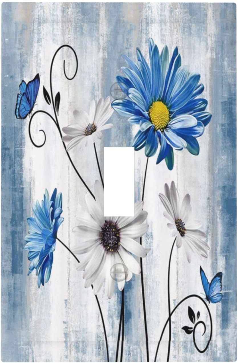 Cubiertas interruptor 1 gang florales azul turquesa rústico