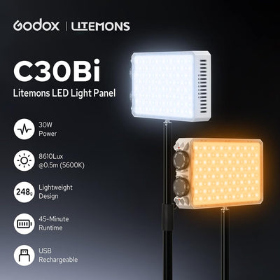 Luz LED bicolor 30W con ventilador silencioso