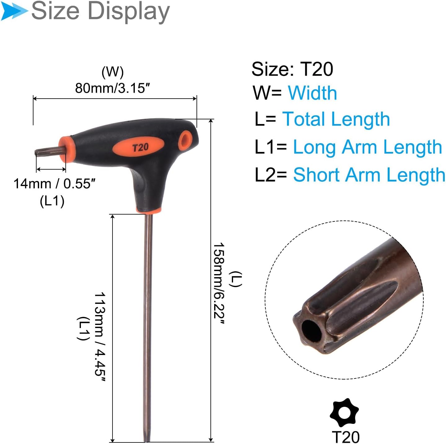 Llave Torx T20 acero S2 rojo 2 pzas reparación hogar