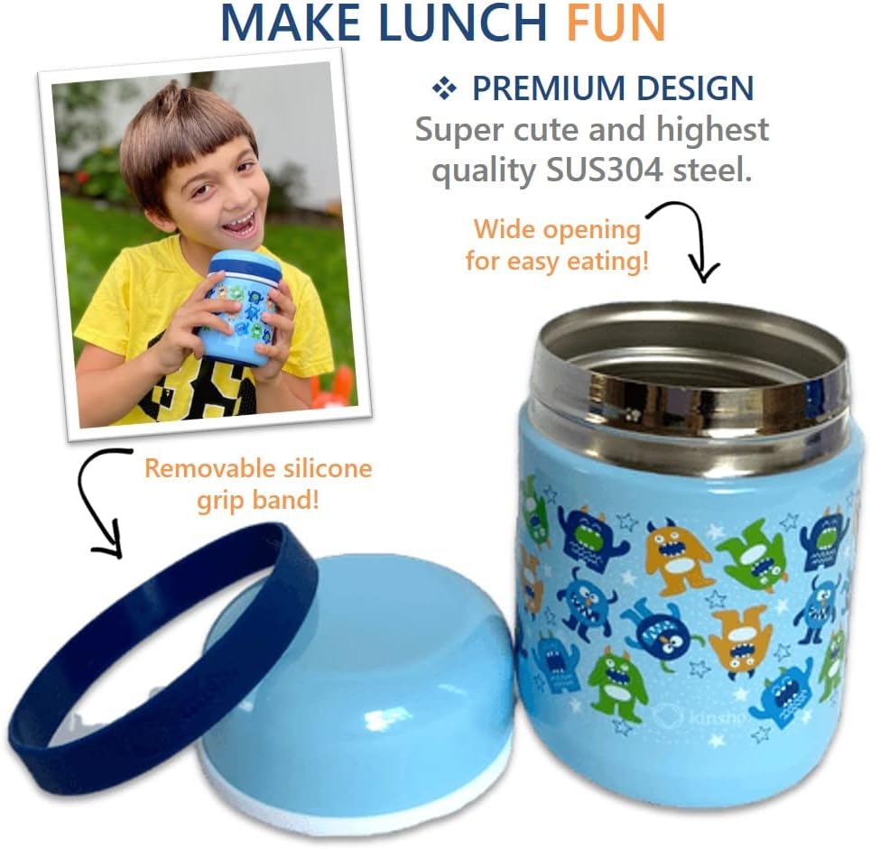 Termo acero inox 10oz sellado al vacío mini monstruo azul