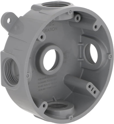 Caja redonda resistente 5 tomas 1/2 o 3/4pulg gris