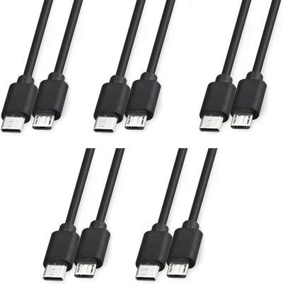 5 Cables USB C a Micro USB 6pulg Negro
