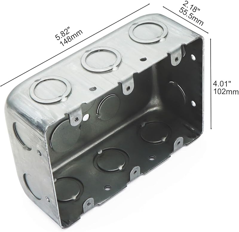 Caja eléctrica metal 5.8x4.1" 6-TKO y KO lateral