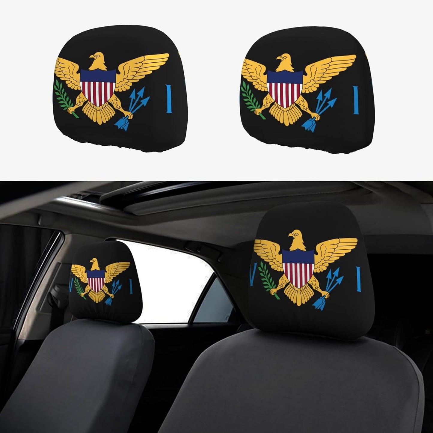 Fundas elásticas reposacabezas con águila 2 pzas