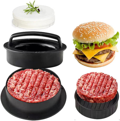 Prensa hamburguesas 3en1 antiadherente con 100 papeles
