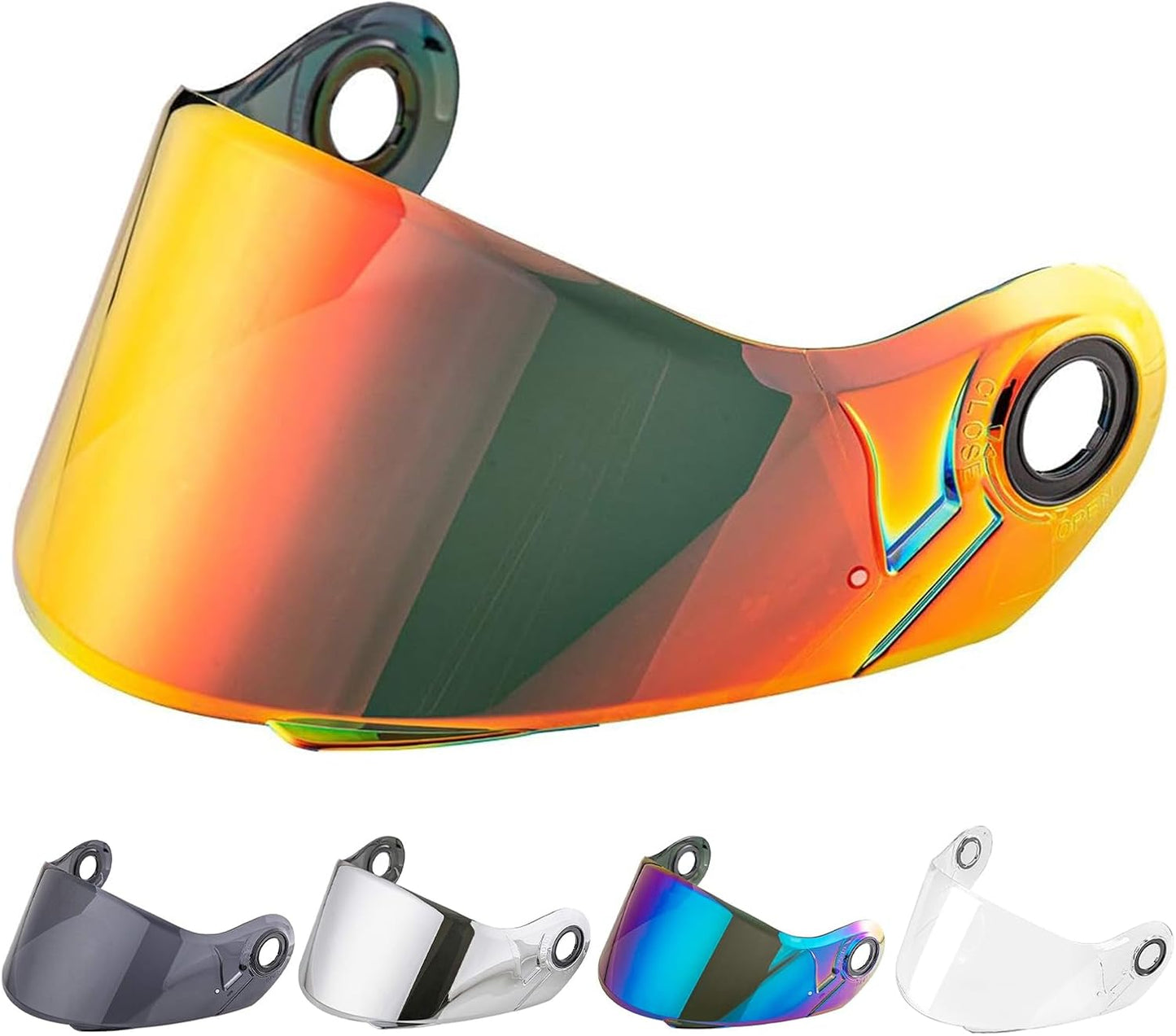 Visera estroboscópica para casco motocicleta rojo cromo