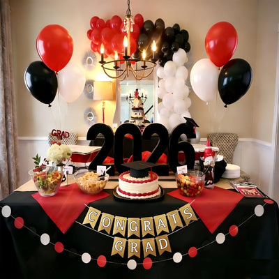 Globos látex 12pulg para fiestas 50uds negro rojo blanco