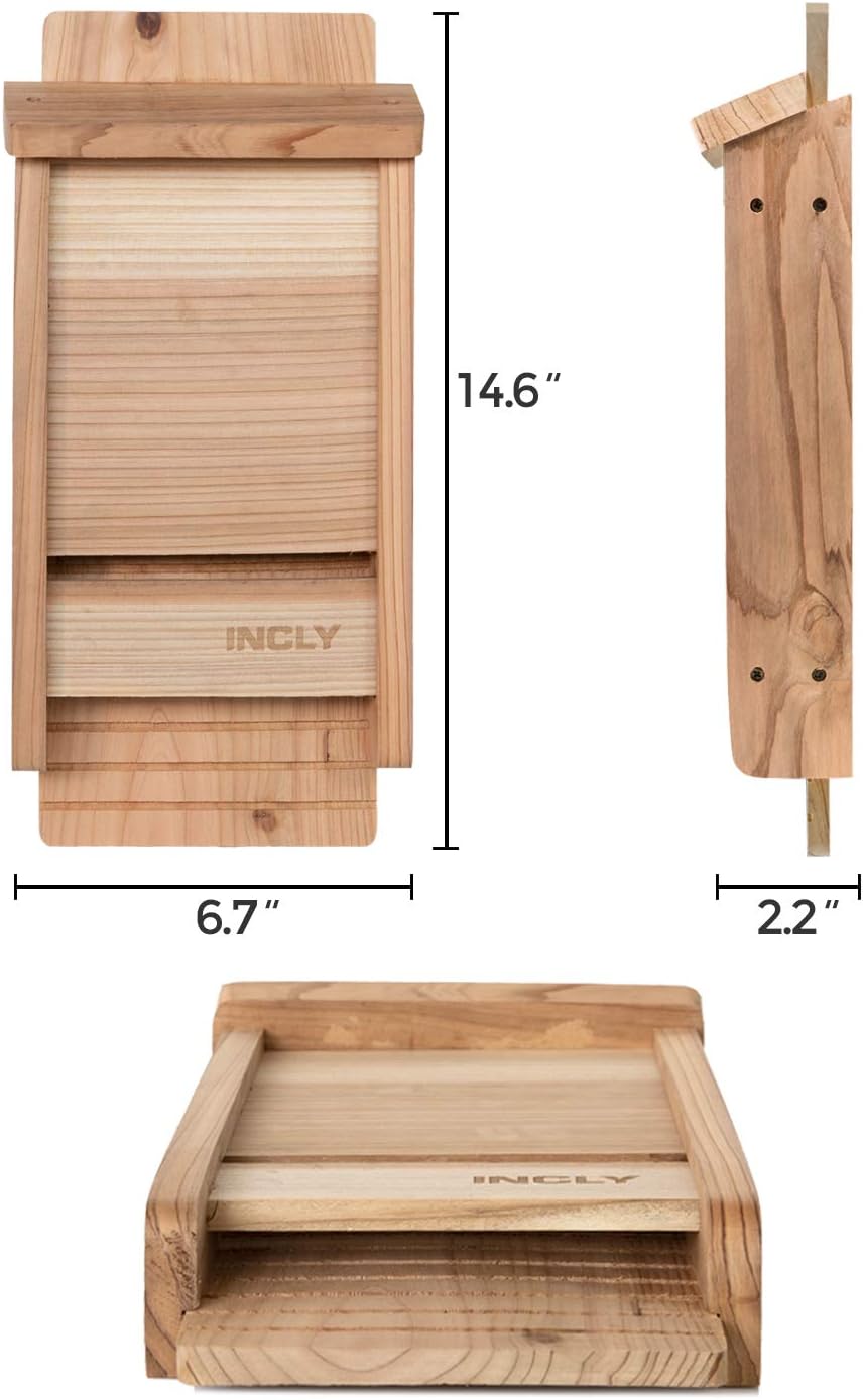 Caja refugio murciélagos 14.6x6.7" madera cedro natural