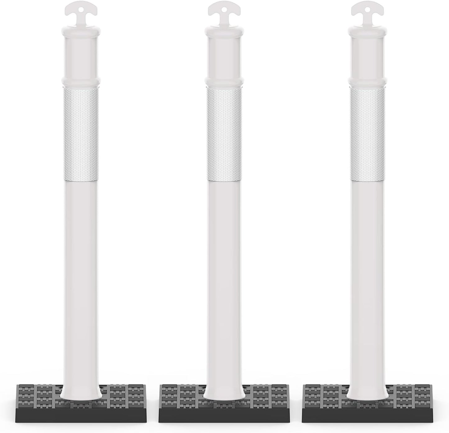 Poste delineador 45pulg base goma blanco reflectante