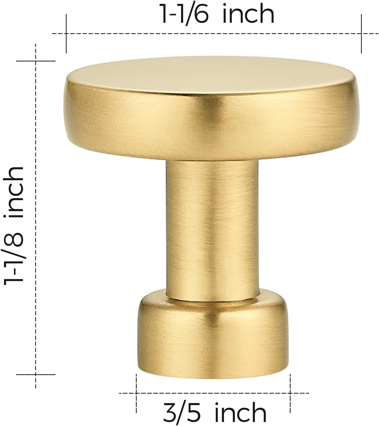 15 Pomos Latón Cepillado Sólido 1-1/6pulg Tocador Cocina