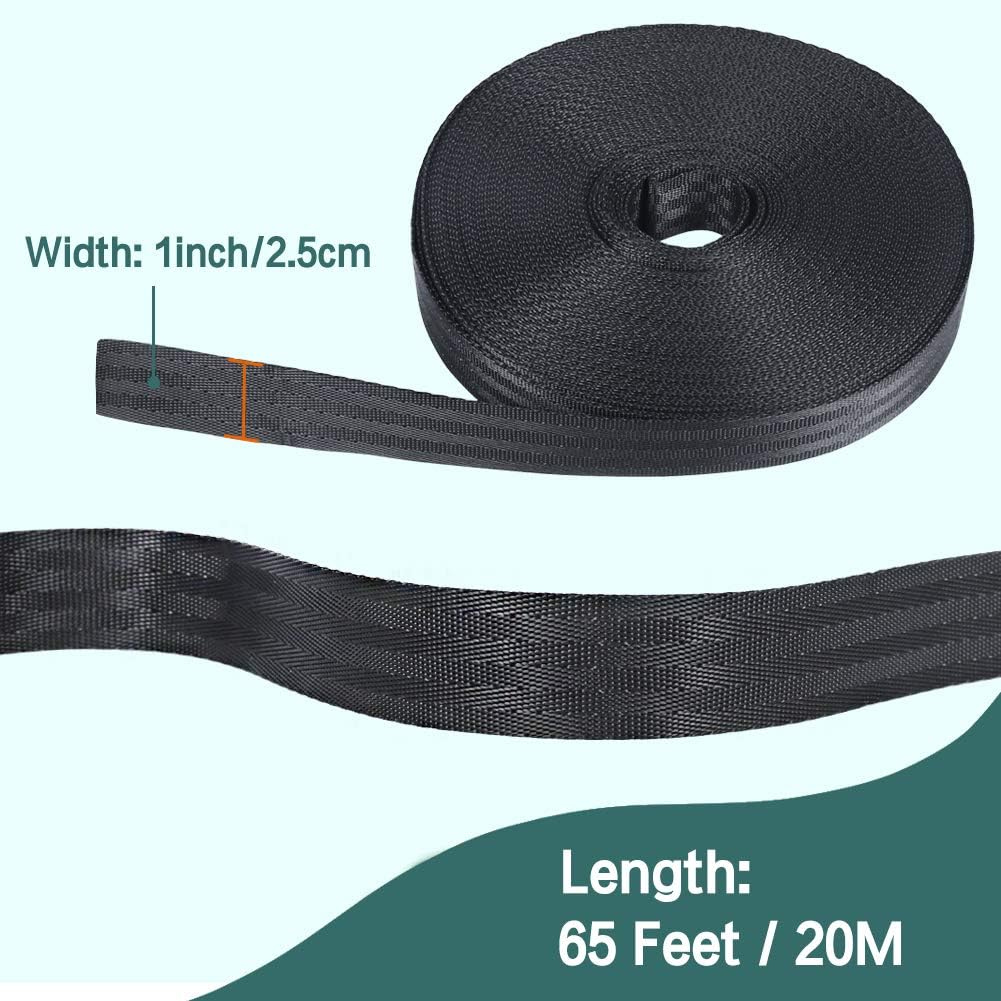 Correa soporte árboles cuerda nailon 65ftx1pulg 2200lb negro
