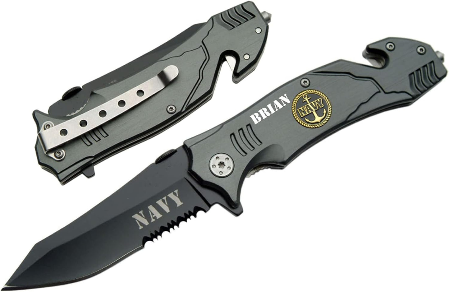 Cuchillo bolsillo azul 4.5" plegable con cortador y rompedor