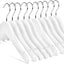 Perchas madera muescas gancho cromado 10 pzas blanco