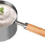 Taza medidora acero inox 8.5oz con mango madera gris