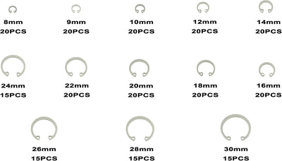 Kit anillos presión acero inox 304 8 a 1.181pulg