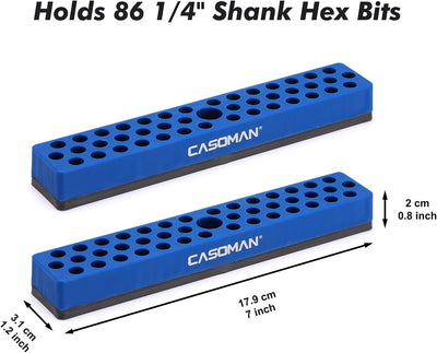 2 Pzas Organizador Brocas Hex 86 Agujeros Base Magnética Azul