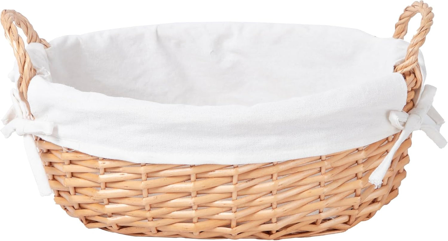 Cesta mimbre vacía con forro para regalo 15x10.6"