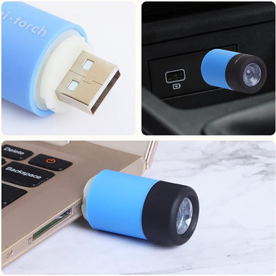 Llavero linterna USB recargable colorida 8 pzas