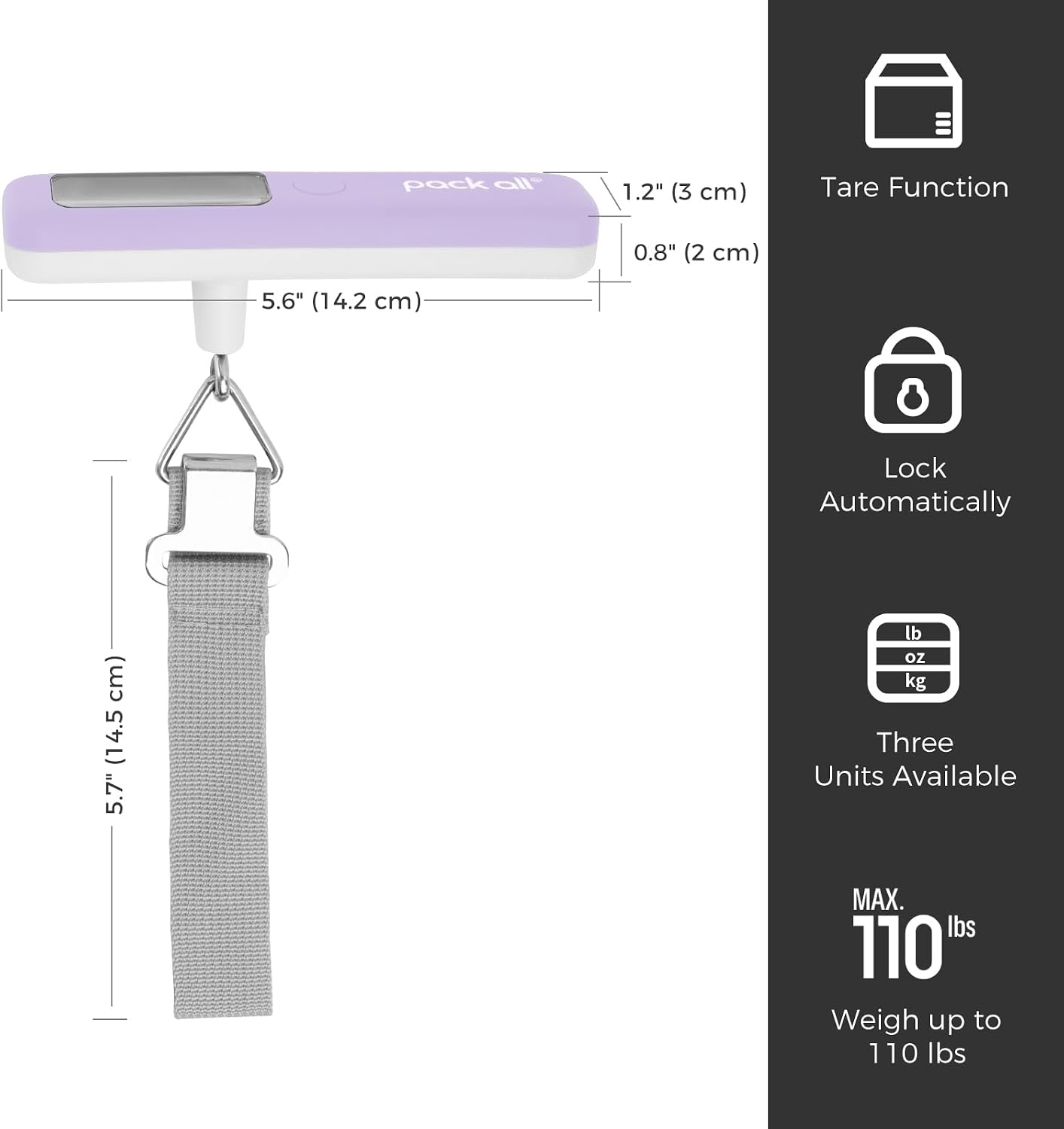 Báscula digital de mano para equipaje 110lb con pantalla LCD