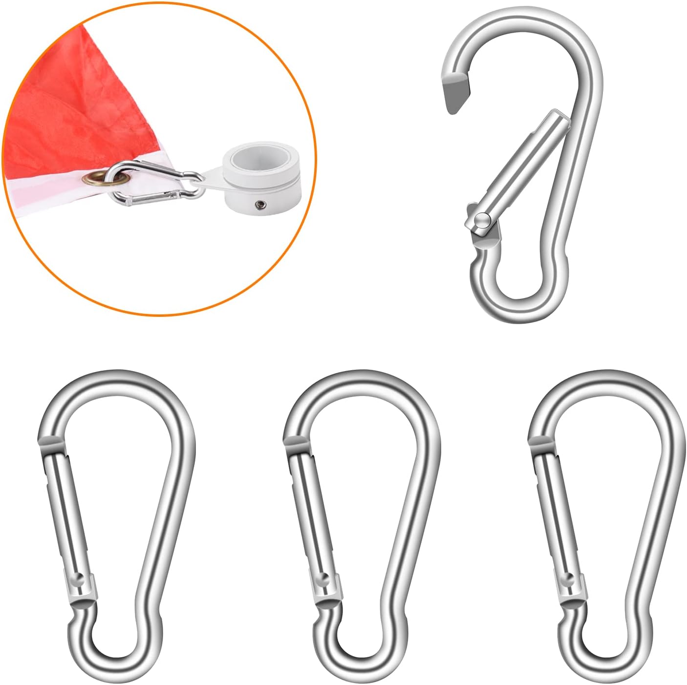 Clips mosquetón repuesto asta bandera 4 pzas aluminio