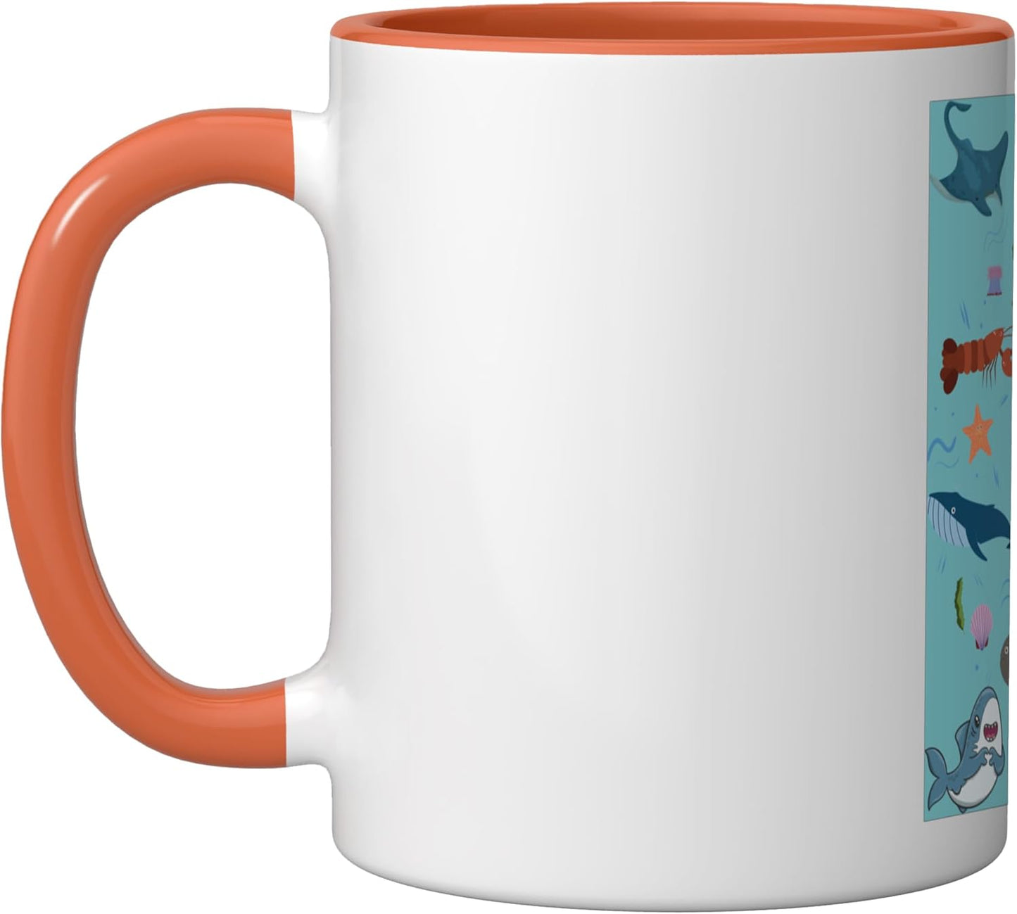 Taza Cerámica Sonrisa Tiburón Naranja/Blanco