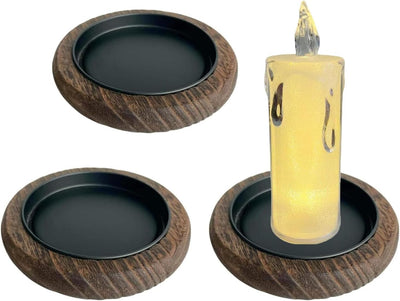 Portavelas madera natural 3uds decoración granja