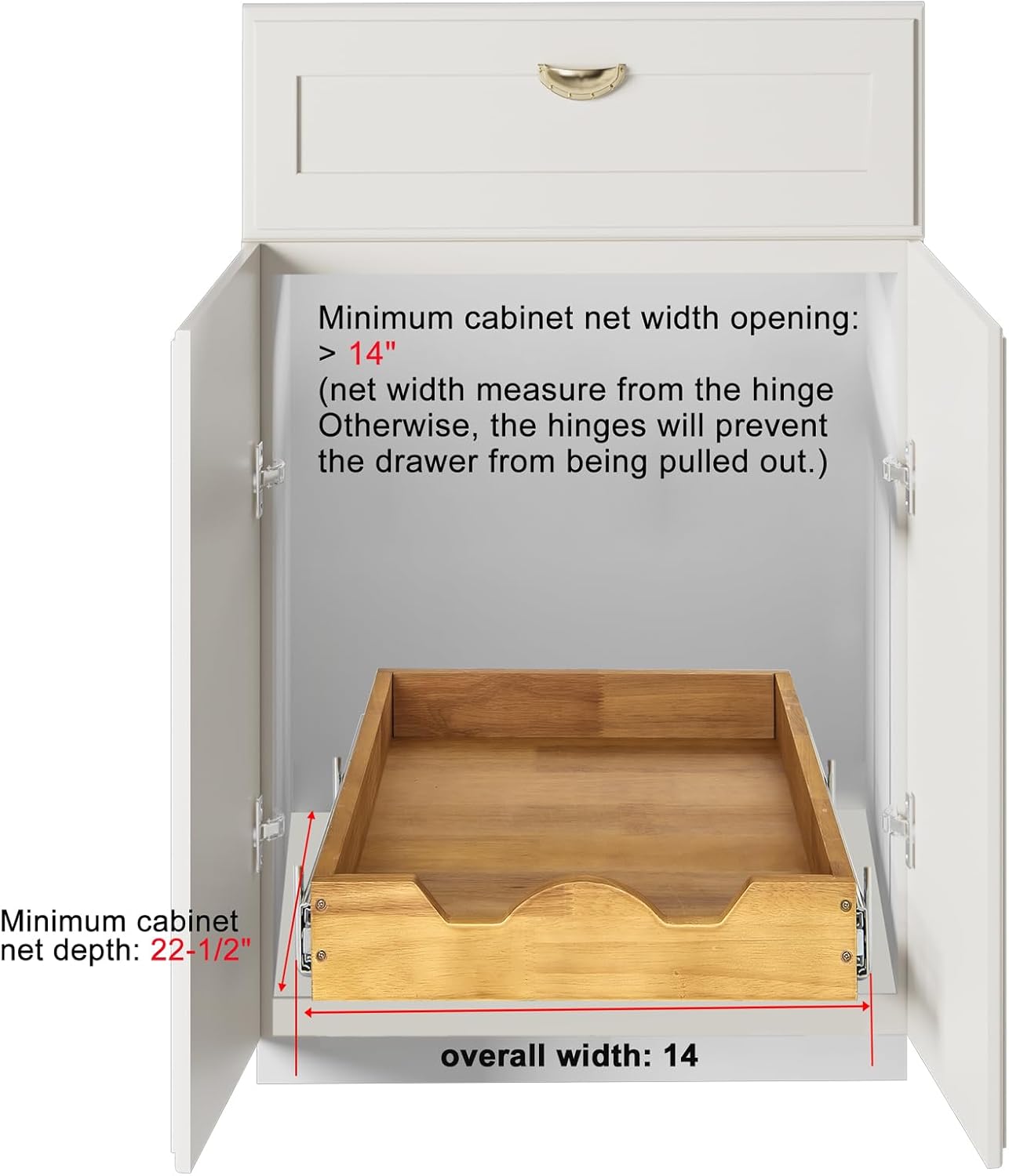 Organiz. gabinete 14x21" cajón madera servicio pesado