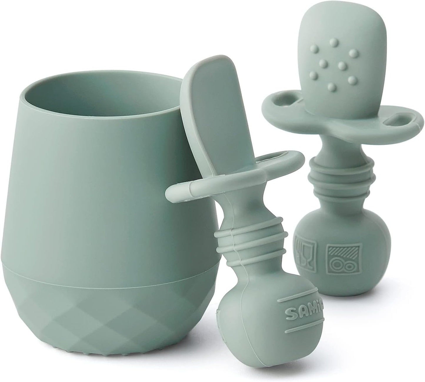 Juego 3 Utensilios Silicona para Bebés Autoalimentación
