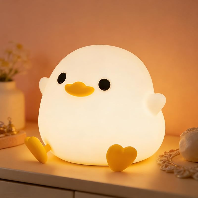 Luz nocturna de pato silicona blanda para niños con temporizador