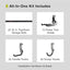 Kit 8 Pzas Riel y Gancho Negro/Gris para Colgar en Pared