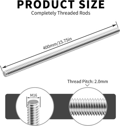 Varilla roscada acero inox M16x0.079pulg 15.7pulg