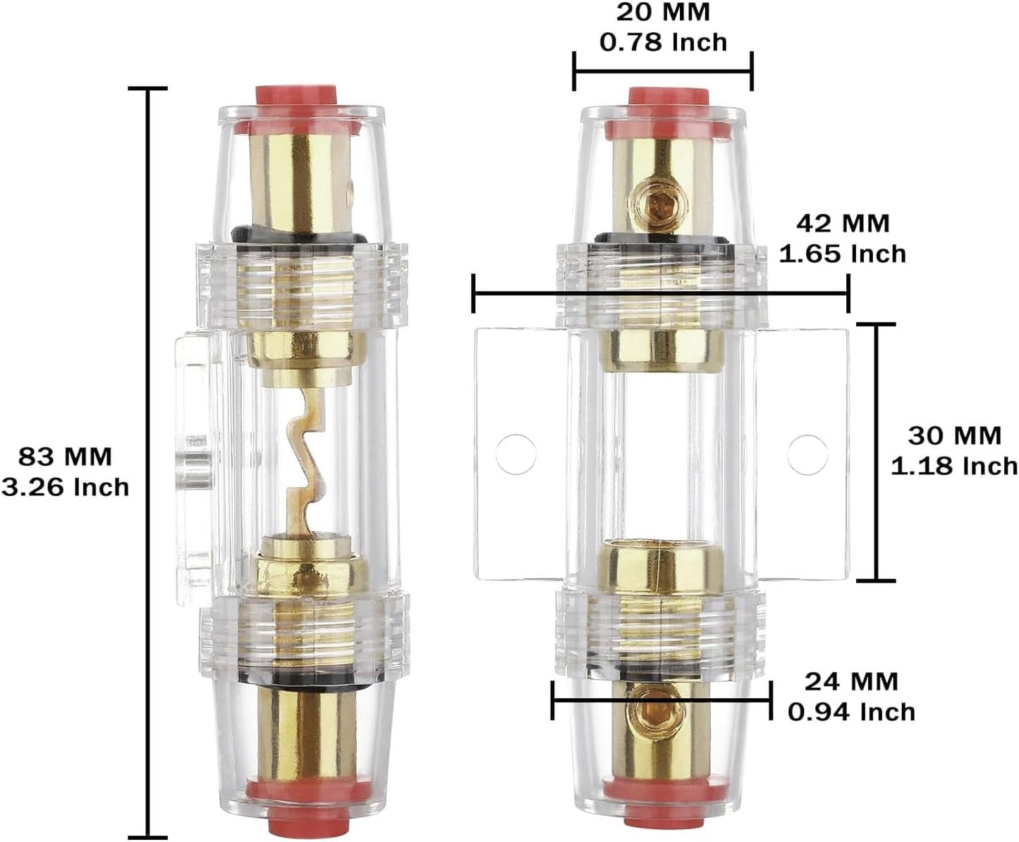 Portafusibles AWG 4-8 con fusibles tipo AGU 60A para audio alarma