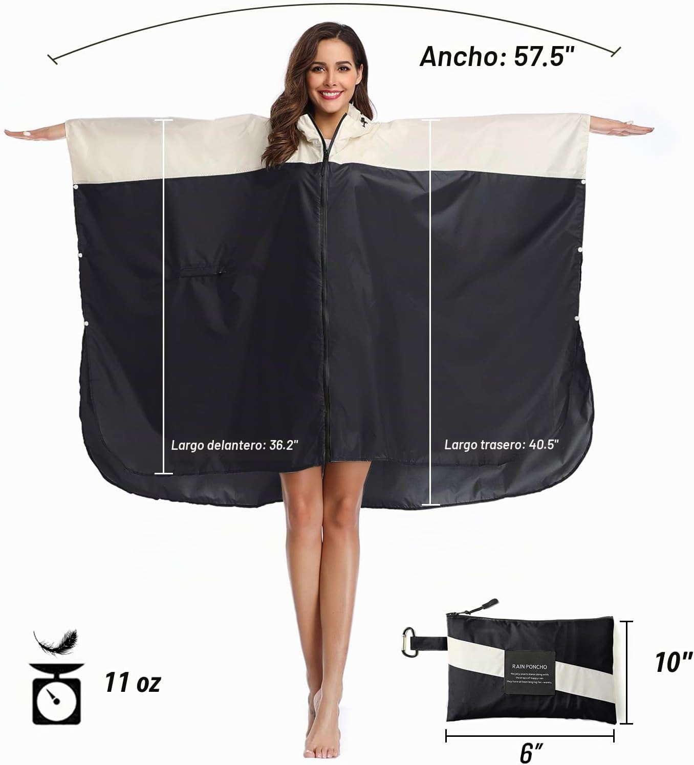 Poncho lluvia unisex impermeable con capucha