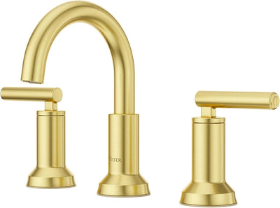 Grifo lavabo baño 8pulg 2 manijas 3 orificios dorado