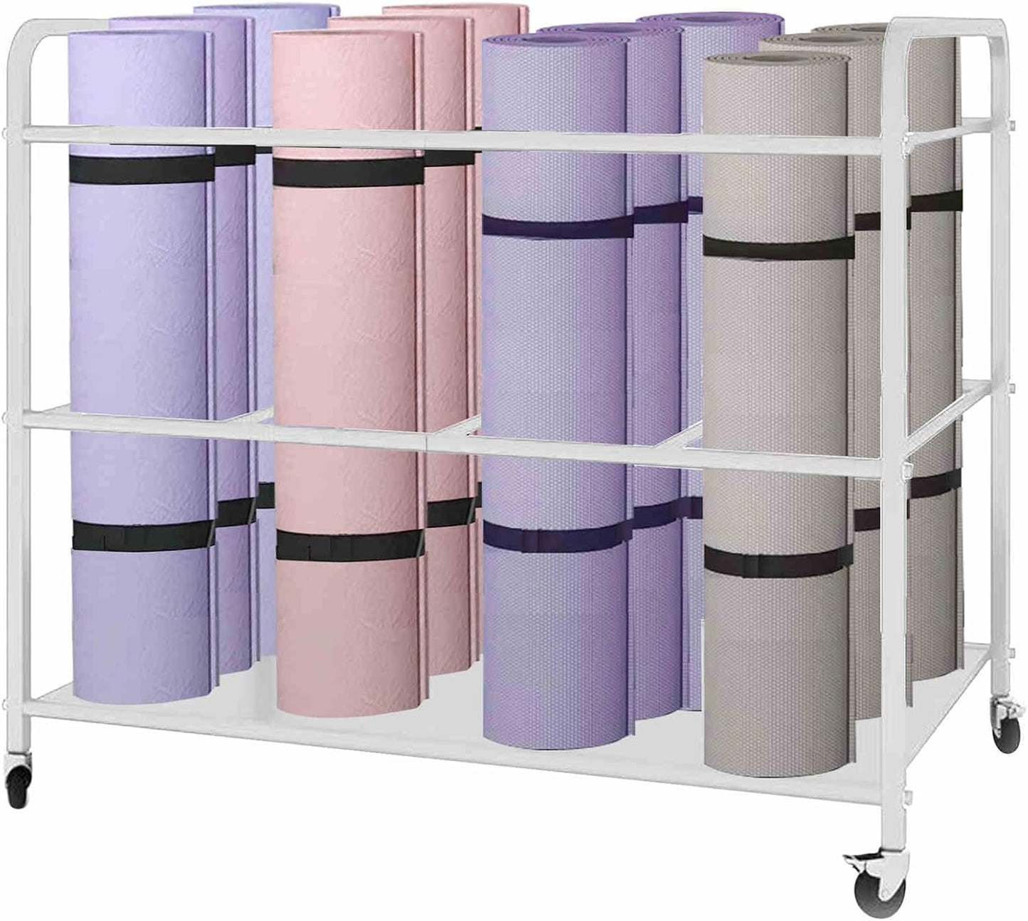 Estante con ruedas para esterilla yoga y equipo de ejercicio