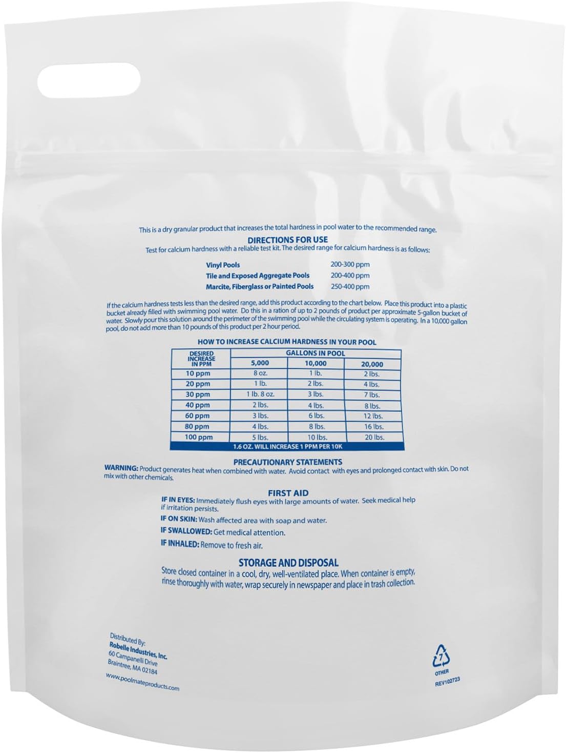 Aumento dureza calcio 4lb para piscinas cloruro