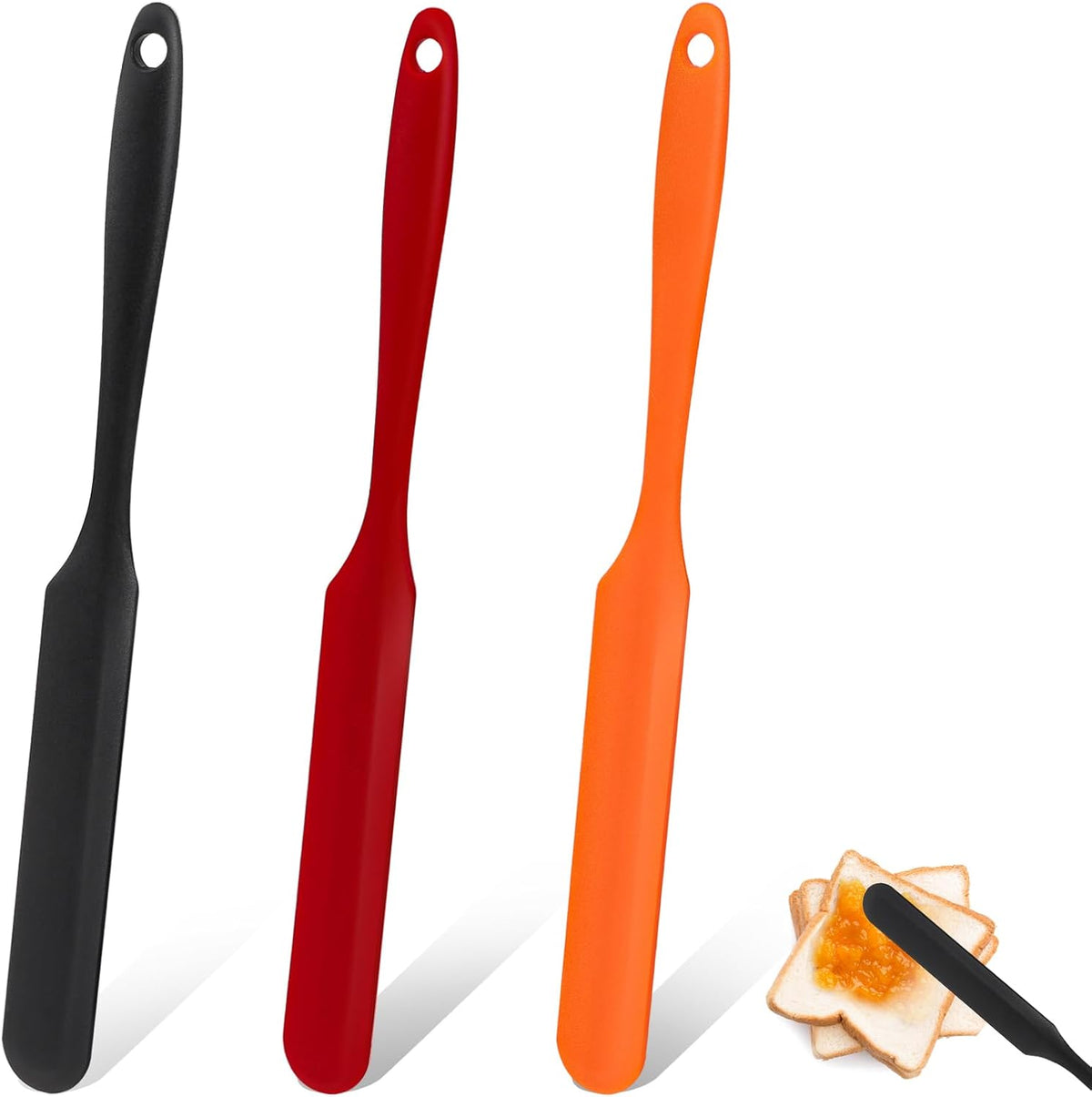 3 Espátulas Silicona para Frascos con Mango Largo