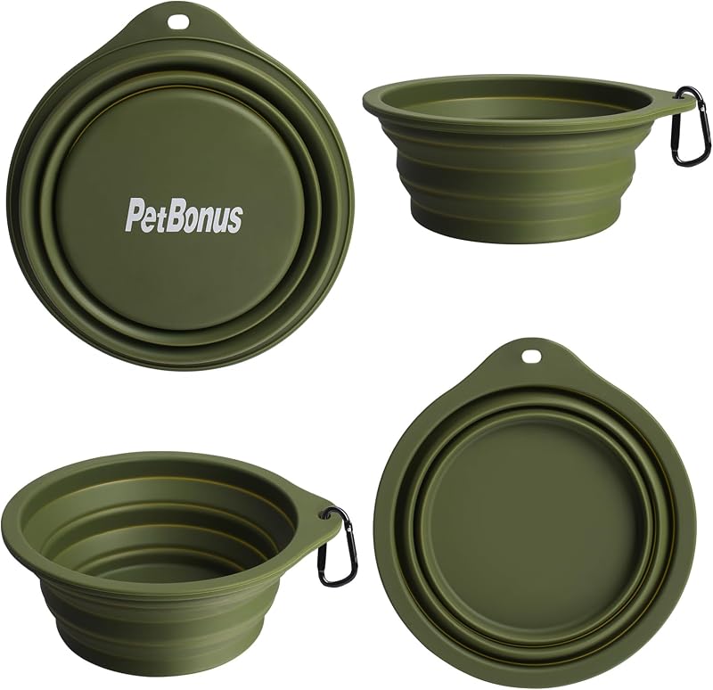 2 Pzas Tazones Silicona Plegables para Perros Viaje