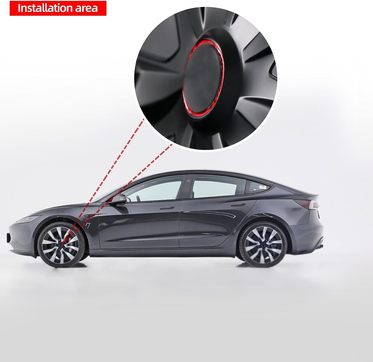 Adhesivo decorativo rueda Tesla Model 3 Y 2020-26 rojo